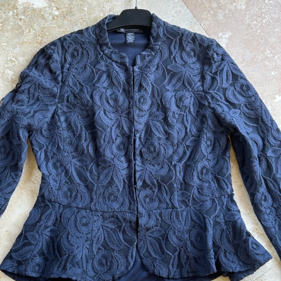 INC International Concepts  Blue Lace Peplum Jacket, Long Sleeves, Size Medium - Picture 4 of 16